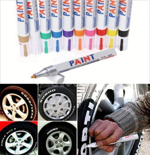 COLIBYOU Universal Waterproof Permanent Paint Marker Pen Car Tyre Tire Tread Rubber Metal (white)