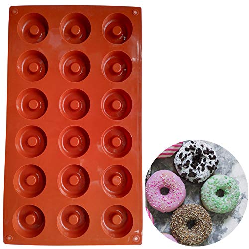 1 pcs 18 Cavity Silicone mini Donut Pan Muffin Cups Cake Baking Ring Biscuit Mold