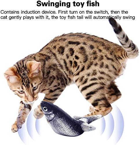 KCHEX Electric Catnip Kicker Fish Toy - Flopping Realistic Moving Fish for Cat Interactive, Funny Plush Wiggle Motion Kitten Toy