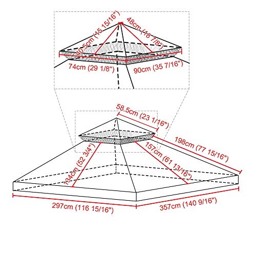 KCHEX 10x12 Feet Gazebo Canopy Top Replacement 2 Tier Patio Garden UV-Resistant Cover