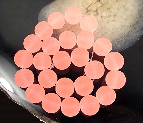 KCHEX 25 Frosted Sea Glass Round / Rocaille Beads Matte - light Salmon 10mm