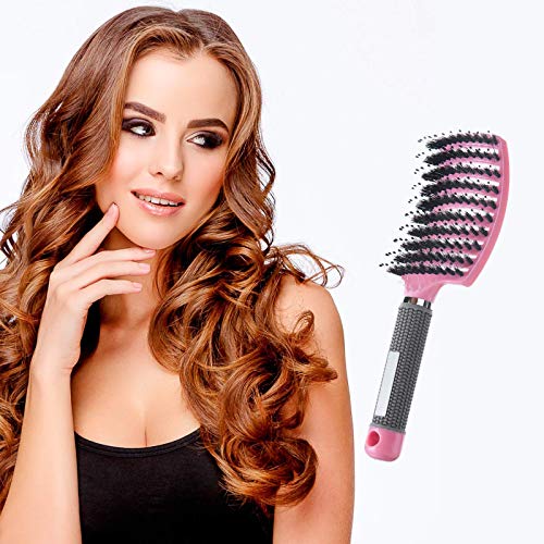YZDING 3 Pack Boar Bristle Hair Brush, Curved and Vented Detangling Hair Brush For Long, Thick, Thin, Curly & Tangled, Wet & Dry Hair Detangler (Black, White, Gold)