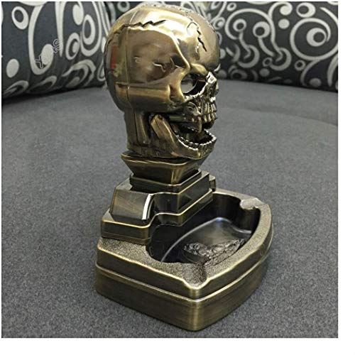 COLIBROX Skull Shape Novelty Cigarette Cigar Ashtray Ash Tray with Lighter