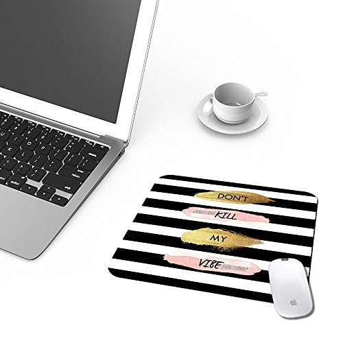 Toysdone Personalized Rectangle Mouse Pad, Printed Stripe Quote Don't Kill My Vibe Pattern, Non-Slip Rubber Comfortable Customized Computer Mouse Pad (9.45x7.87inch)