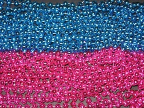 SKEMIX 6 Dozen (72) Pink/Blue Mardi GRAS Beads-Baby Shower/Gender Reveal- by Unknown