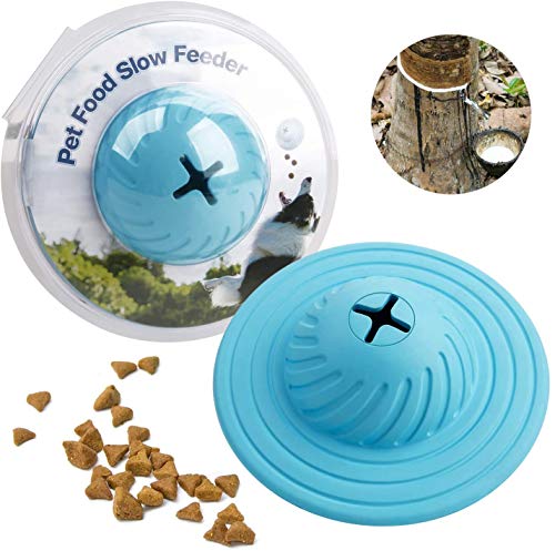 KCHEX Dog Treat Ball Toy IQ Interactive Food Dispensing Puzzle Feeder Ball Natural Rubber Puppy Toys for Medium and Small Dogs Chasing Chewing Playing