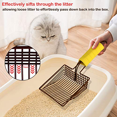 Lxmons Cat Litter Scoop, Steel Metal Scooper with Deep Shovel and Long Foam Handle for Kitty Litter Box, Soft Pet Sifter, Comfy Poop Sifting, Pooper Lifter, Durable and Heavy Duty, Bronze Finish