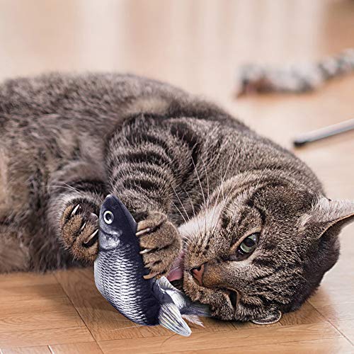 KCHEX Electric Catnip Kicker Fish Toy - Flopping Realistic Moving Fish for Cat Interactive, Funny Plush Wiggle Motion Kitten Toy