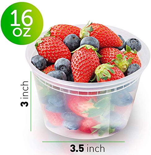50pk 16oz Small Plastic Containers with Lids - Freezer Containers Deli Containers with Lids - Plastic Food Storage Containers with lids Plastic Food Containers with Lids Plastic Container
