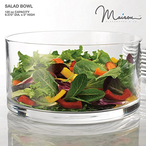 COLIBROX Large Glass Round Salad Bowl - Serving Dish - 120 Oz. Clear