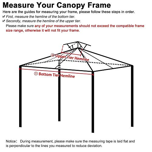 KCHEX 10x10 Feet/ 121x121-inch Square Ivory Poly-Vinyl Garden Canopy Gazebo Replacement Top with Mosquito Net 2-Tier Waterproof for Outdoor Patio UV Protect Sun Shade