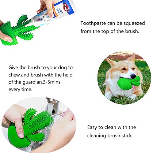 COLIBYOU Dog Toothbrush Teeth Cleaning Dog Chew Toys, Nontoxic Natural Rubber Puppy Brushing Stick Dental Oral Care for 15-50 LBS Small Medium Dogs Pets