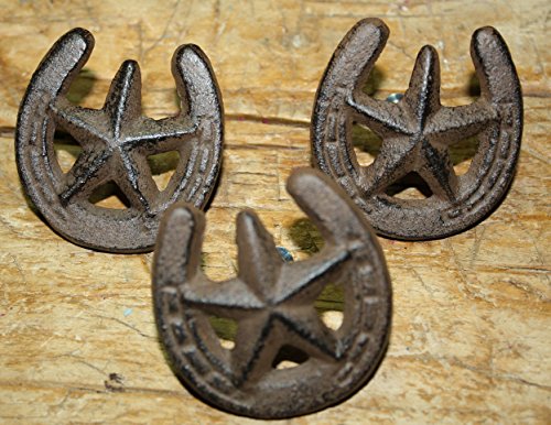 KCHEX 12 Antique Style Horseshoe STAR Drawer Pull, Barn Handle, Door Handles WESTERN by OutletBestSelling