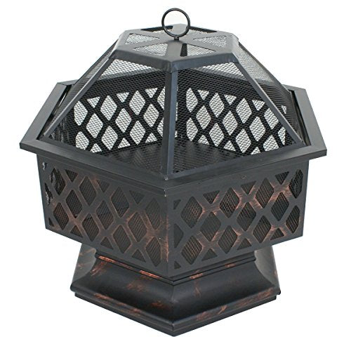 COLIBYOU Super Deal Hex Shaped Patio Fire Pit Home Garden Backyard Firepit Bowl Fireplace