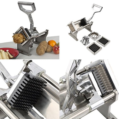 KCHEX French Fry Potato Press adjustable Cutter Set Fruit Vegetable Commercial Slicer Cutting W/ 4 Blades