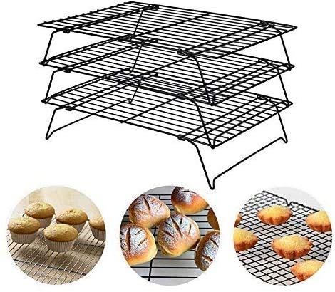 COLIBYOU 3-Tier Cooling Rack, Stackable Non-Stick Cross Grid Cookie Cooling Rack Baking Supplies for Bread Cake Biscuits and More