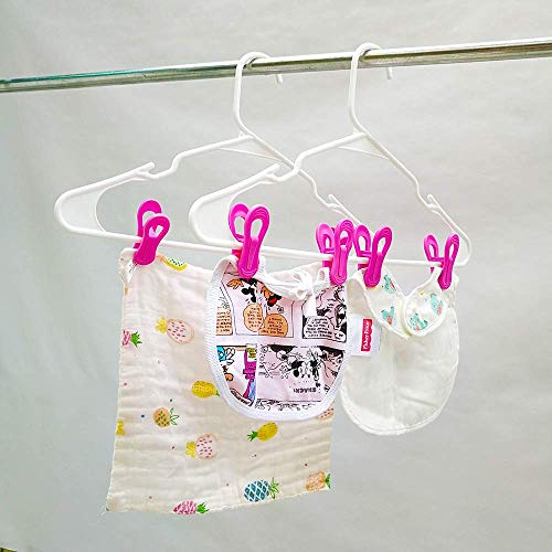 Toysdone Hanger Clips 30 Pack, Multi-Purpose Hanger Clips for Hangers, Hot Pink Finger Clips for Plastic Clothes Hangers, Pants Hangers Clips