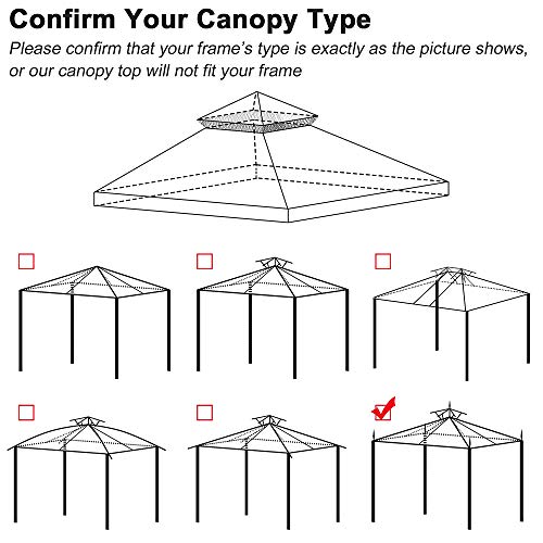 KCHEX 10x12 Feet Gazebo Canopy Top Replacement 2 Tier Patio Garden UV-Resistant Cover