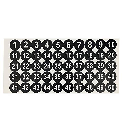 1 Inch Black 1 to 50 Consecutive Number Stickers Premium Decal for Mailbox Signs Window Door Cars Toolbox Address Number