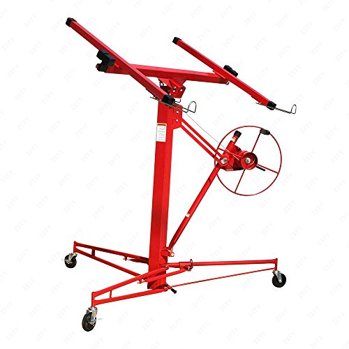 COLIBROX Heavy Duty Drywall & Panel Lift Hoist Professional Red 11Ft Jack Caster Lockable Tool