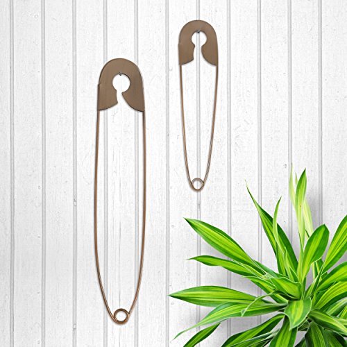 Toysdone Large Hanging Metal Safety Pins Laundry Room Wall Home Decoration - Set of 2 , Rustic