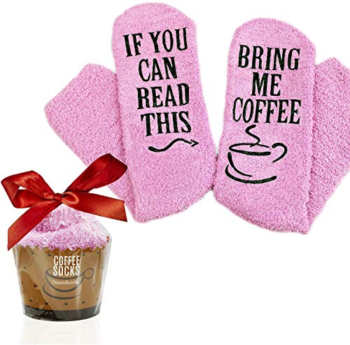 Toysdone Gift Coffee Socks"If You Can Read This - Bring Me Coffee" Funny Novelty Luxury Socks - Coffee Lovers Gifts for Women Under 25 Dollars (Pink)