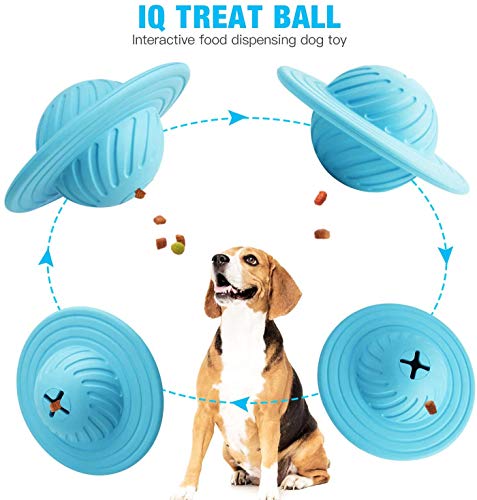 KCHEX Dog Treat Ball Toy IQ Interactive Food Dispensing Puzzle Feeder Ball Natural Rubber Puppy Toys for Medium and Small Dogs Chasing Chewing Playing