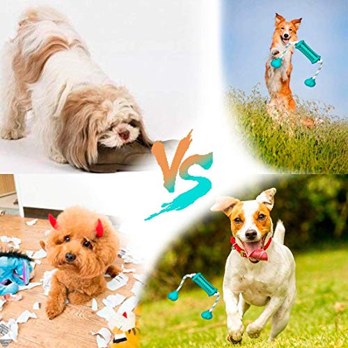 KCHEX Dog Toys for Large and Medium Pet/Puppy Chewers Tough Chewing Toy with Washable Cotton Rope & Safety Rubber for Cleaning Teeth Training Playing-Blue …