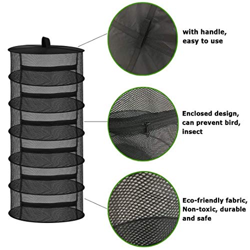 COLIBROX Herb Drying Rack 6 Layer Collapsible Mesh Hanging Drying Net Net Dryer with Pruning Shear and Storage (Black, 6 Layer)