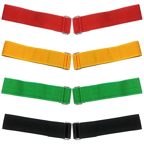 ZXSWEET 8PCS 3-Legged Race Bands Elastic Tie Rope Strap Band with 4 Assorted Colors Perfect for Relay Race Game, Carnival, Field Day, Backyard