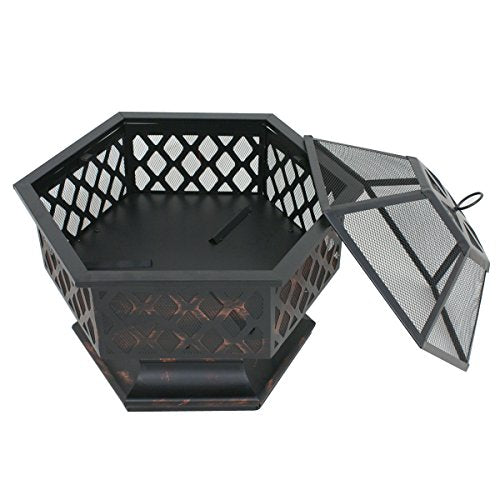 COLIBYOU Super Deal Hex Shaped Patio Fire Pit Home Garden Backyard Firepit Bowl Fireplace