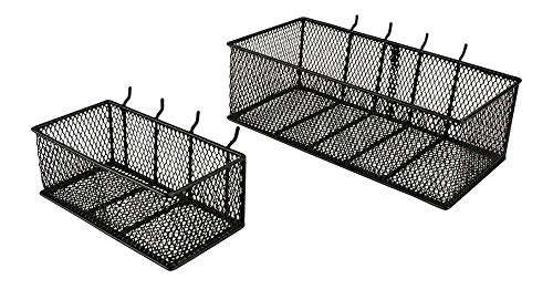 KCHEX Wall Peg Board Baskets Garage Storage Organizer Pegboard Bins Steel Tool, 2-Pack