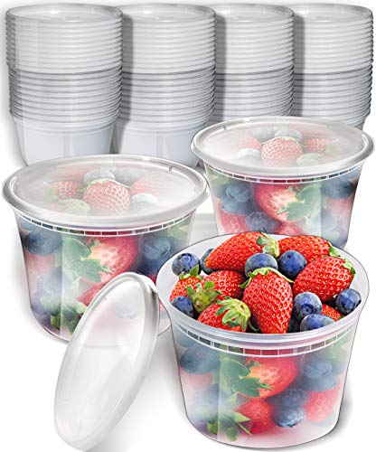 50pk 16oz Small Plastic Containers with Lids - Freezer Containers Deli Containers with Lids - Plastic Food Storage Containers with lids Plastic Food Containers with Lids Plastic Container