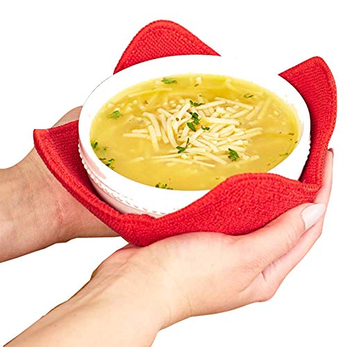 Toysdone Microwave Bowl Huggers Warmers for Food Microfiber Heat Resistant Food Warmer Set Microwave Safe Handle Hot and Cold Bowls Holder Without Burning Your Hands Set of 4 Microwave Bowl Huggers