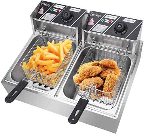 COLIBYOU 5000W Commercial Deep Fryer, 12L Electric Dual Tank Deep Fryer