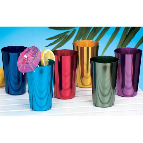 Toysdone ALUMINUM TUMBLERS Retro Jewel Aluminum Colored Tumblers Cups Set of 6, Multicolor,