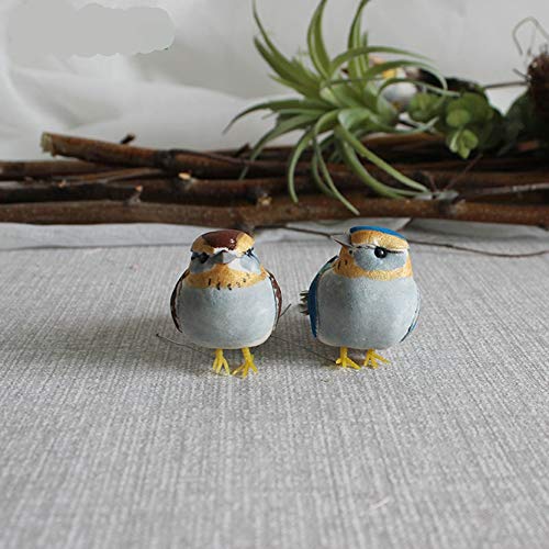 Artificial Simulated Foam Birds Sparrow with Claw Mini Love Feather Birds for Craft Home Ornaments Garden Wedding Decoration (3.9" BirdXN005 w/Claw 4pcs)