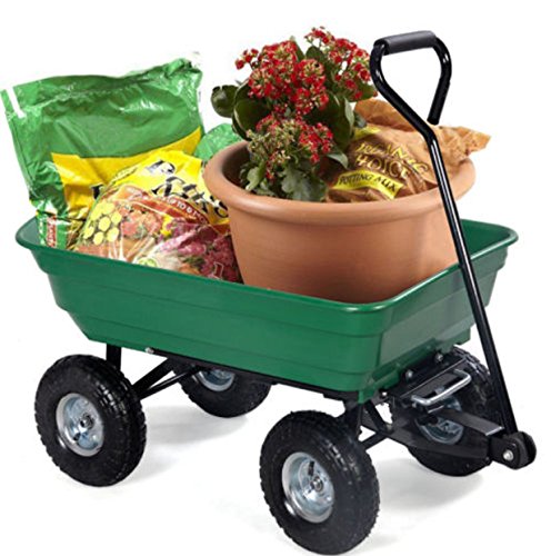 COLIBROX 650LB Green Garden Cart Dump Wagon Trailer Lawn Wheels Rolling Storage Wagon Carrier Barrow Air Tires Heavy Duty