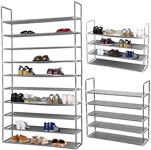 KCHEX 50 Pair Free Standing 10 Tier Shoe Tower Rack Storage Organizer