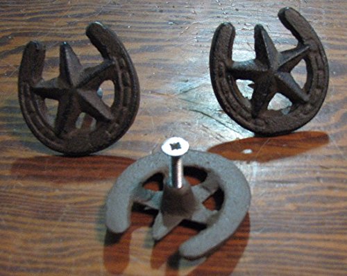 KCHEX 12 Antique Style Horseshoe STAR Drawer Pull, Barn Handle, Door Handles WESTERN by OutletBestSelling