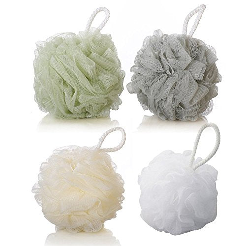 4 Pack Shower Body Sponge, Soft Bath Cleaning Sponges Daily Home Exfoliating Loofah Mesh Pouf Bath Ball with String Large Soft Shower Ball Dead Skin Brush Back Cleaner Bathroom Cleaners (4 Pack)