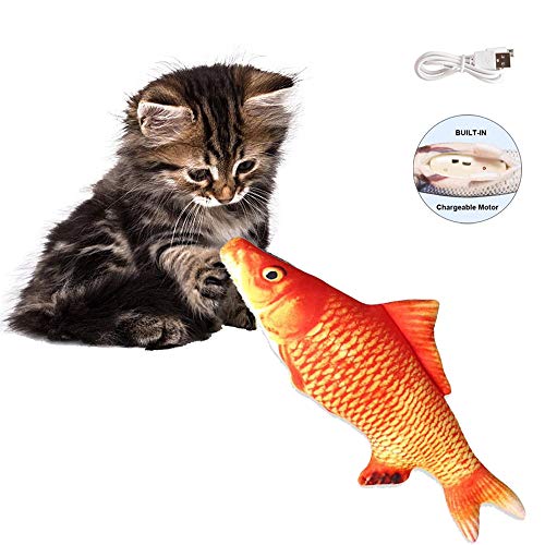 KCHEX 2PCS Plush Simulation Electric Doll Fish, Automatic Flopping USB Rechargeable Cat Fish Toy,Funny Interactive Pets Chew Bite Supplies for Cat Kitty Kitten