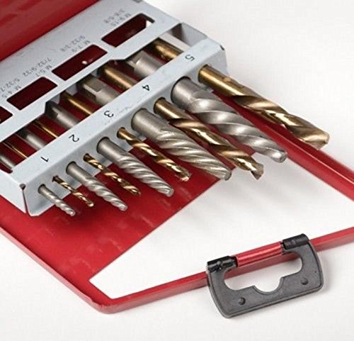 KCHEX 10pc Easy Out Screw Extractor Set Left Hand Cobalt Drill Bit Broken Bolt Remover