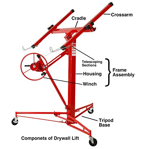 COLIBROX Heavy Duty Drywall & Panel Lift Hoist Professional Red 11Ft Jack Caster Lockable Tool