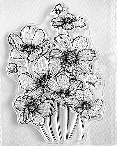 COLIBROX 6pcs/Lot Dandelion Lavender Poppies Daisy Flowers Leaves Stamp Rubber Clear Stamp/Seal Scrapbook/Photo Album Decorative Card Making Clear Stamps