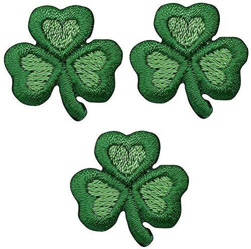 COLIBROX 3 Pcs Four Leaf Clover Shamrock Heart Embroidery Applique Iron On Patch, Sew on Patches Badge DIY Craft