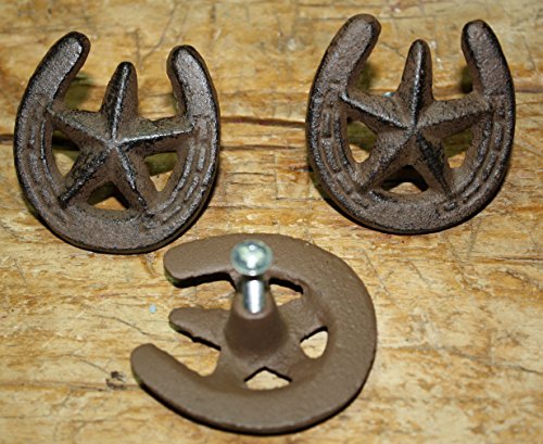 KCHEX 12 Antique Style Horseshoe STAR Drawer Pull, Barn Handle, Door Handles WESTERN by OutletBestSelling