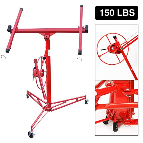 COLIBROX Heavy Duty Drywall & Panel Lift Hoist Professional Red 11Ft Jack Caster Lockable Tool