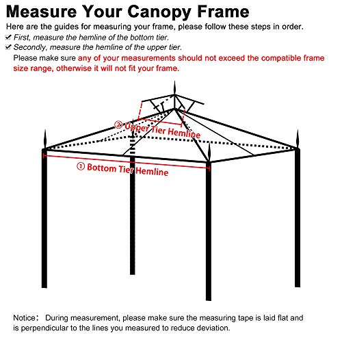 KCHEX 10x12 Feet Gazebo Canopy Top Replacement 2 Tier Patio Garden UV-Resistant Cover