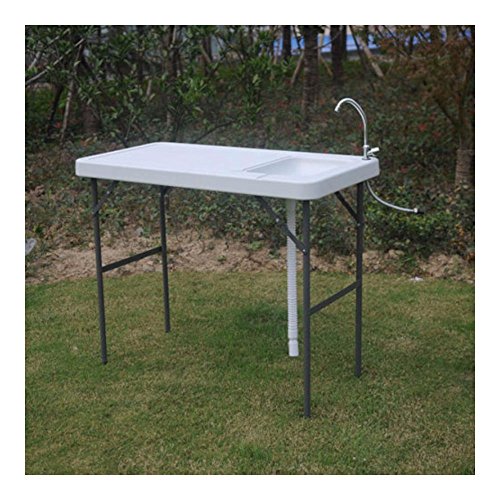 COLIBYOU Folding Portable Fish Fillet & Hunting & Cutting Leisure Table with Sink Faucet